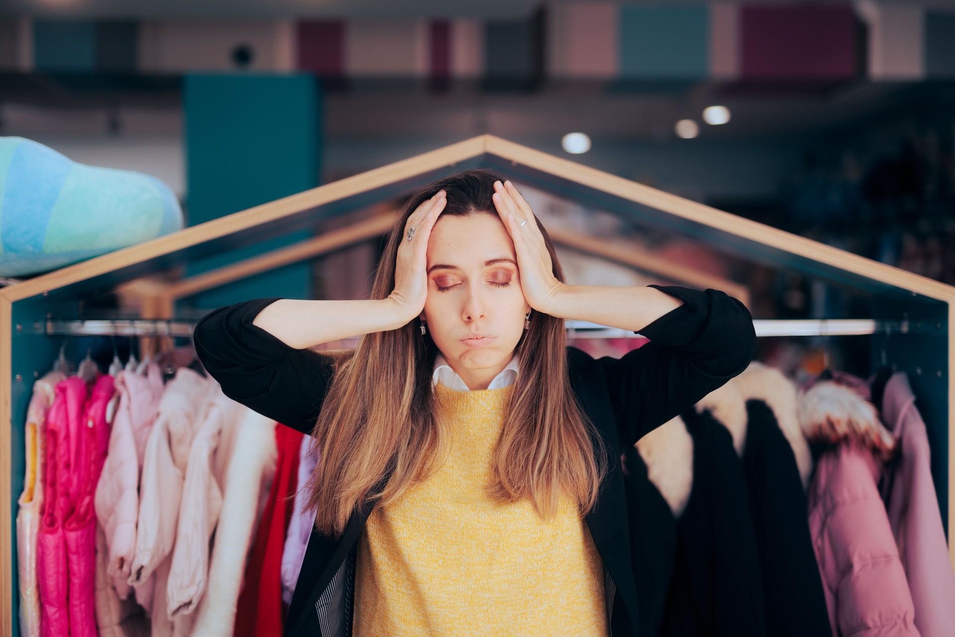 Worried Businesswoman Feeling Desperate in Bankruptcy Situation